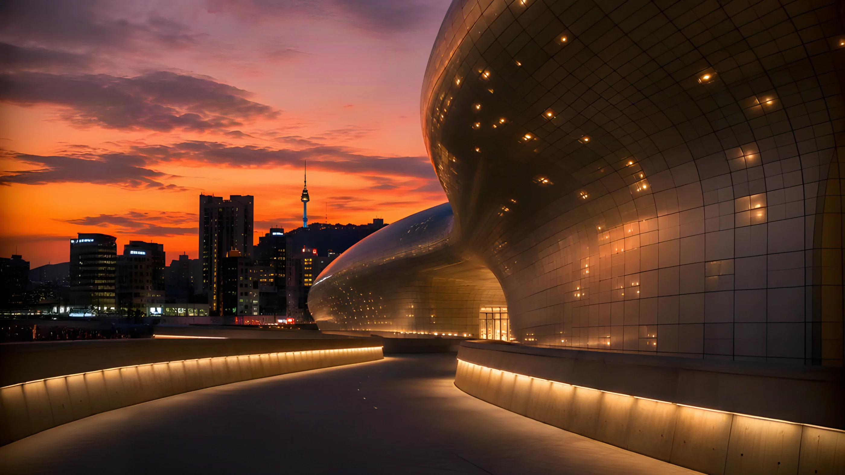 Dongdaemun Design Plaza at dusk, Seoul